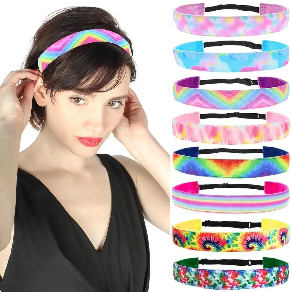 Tie Dye Elastic Headbands para meninas, qualidade, antiderrapante, ajustável, esportes, bandas de cabelo