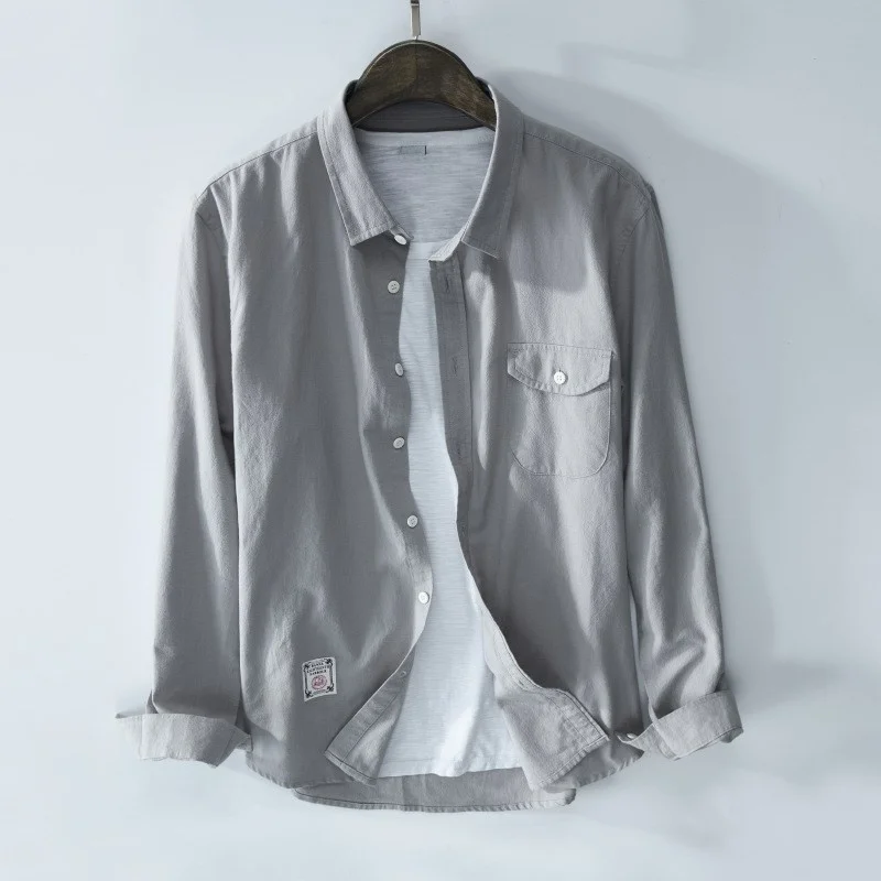 

New 2023 Men's Long Sve irt Loose Casual Outerwear Korean Sle Versatile Student Faionable Outdoor Cotton irt