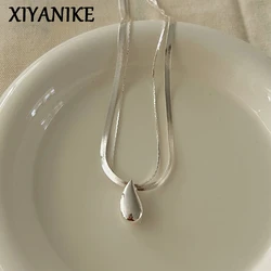 XIYANIKE Double Layer Snake Bone Chain Waterdrop Necklace For Women Summer Fashion New Jewelry Lady Gift Party collier femme