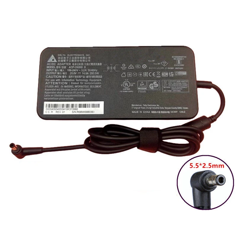 New Original Delta ADP-280BB B A18-280P1A 280W 20V 14A AC Adapter Laptop Charger for Gigabyte AORUS 15X ASF/RTX4070 Power Supply
