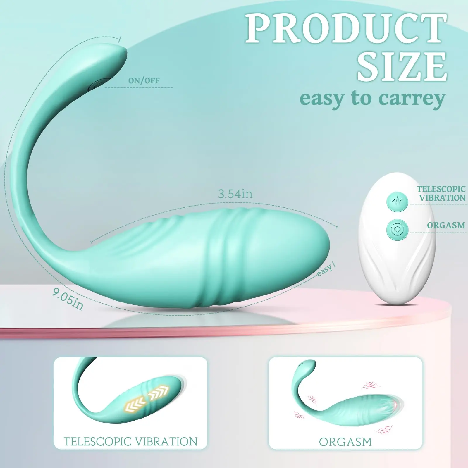 Vibrador de huevo de empuje, Control remoto silencioso, 9 modos de empuje y vibración, consoladores de empuje para pareja, adultos