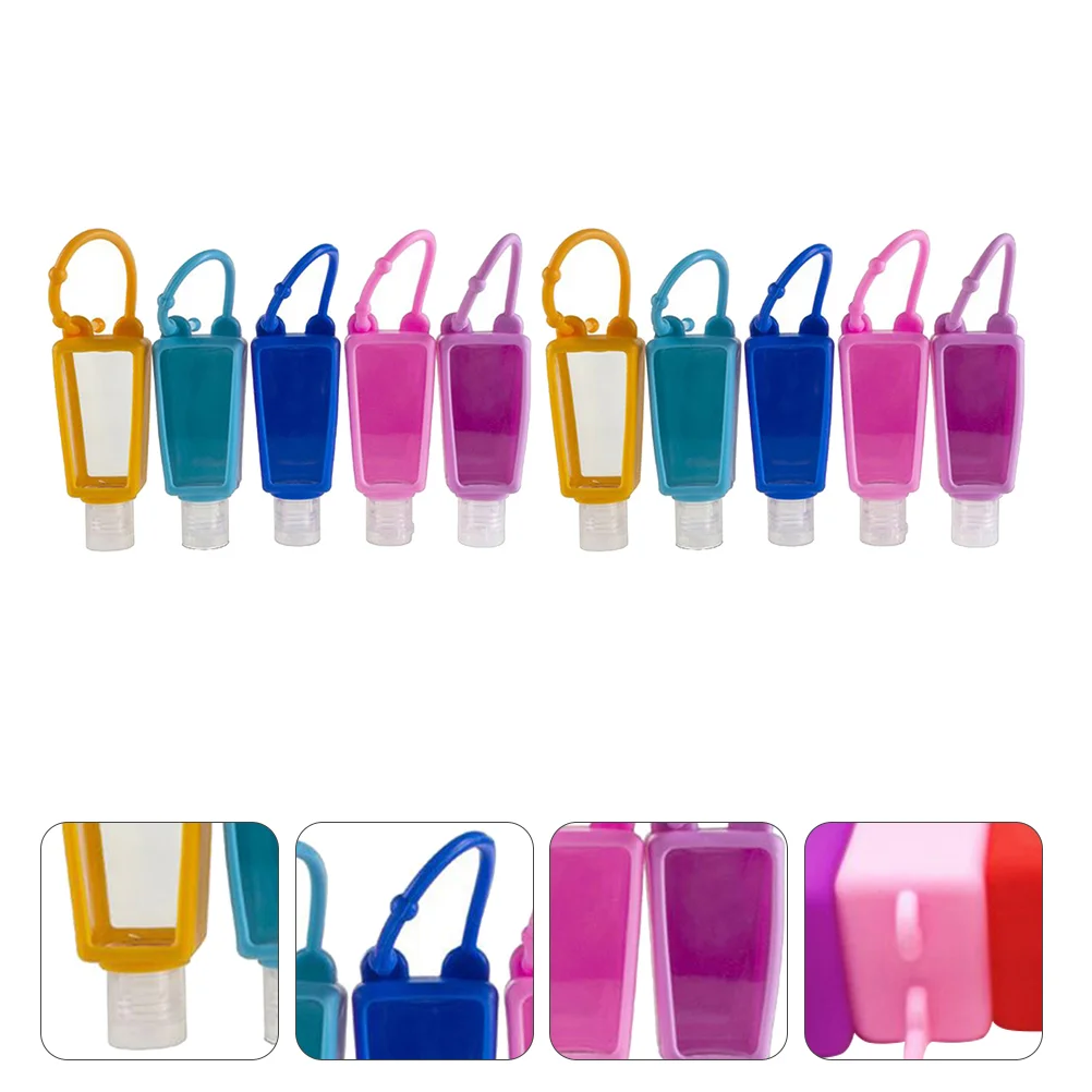 10 Sets Liquid Container Portable Bottle Travel Toiletries Key Chain Holder Silicone Hand Lotion Containers