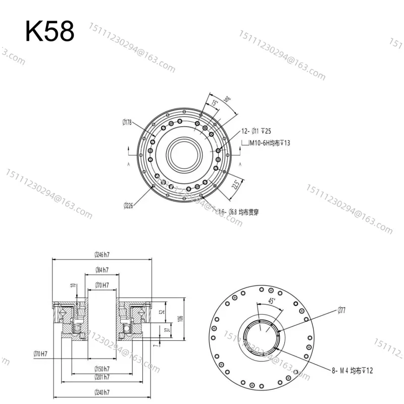 New Customized Harmonic Reducer/Robot Harmonic Reducer SHF/SHG(HBK) HBK 58, Custom Cycle 20-30 Days