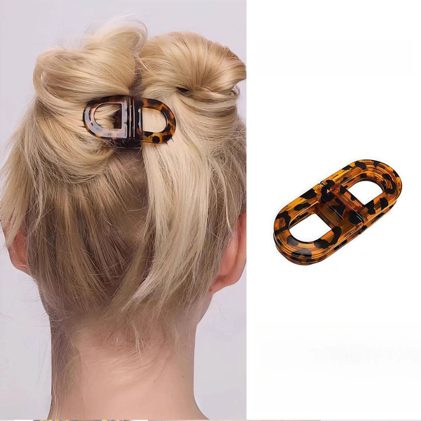 

Creative Leopard Print Magnetic Headband Hair Clip, Women's Back of The Head Small Grip Clip, Half Tied Hair Accessory