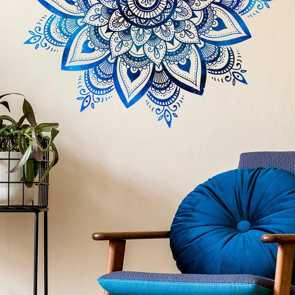 1pc Eid Mubarak Wall Stickers Mandala Lotus Vinyl Wall Sticker Lotus Flower Datura Zen Decor Decals Sticker 30*90cm Home Decor