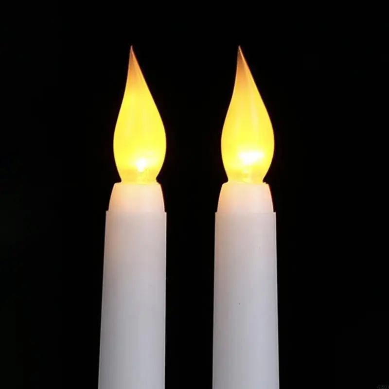 62KD 5pcs Flickering LED Plastic Flameless Long Taper Light for Event