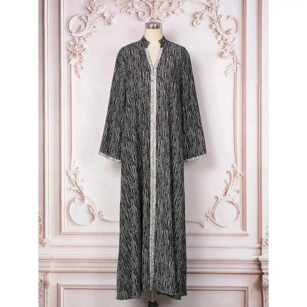Robe roupas fábrica muçulmano robe feminino saia longa novo conjunto de diamante vestido de manga longa vestido feminino