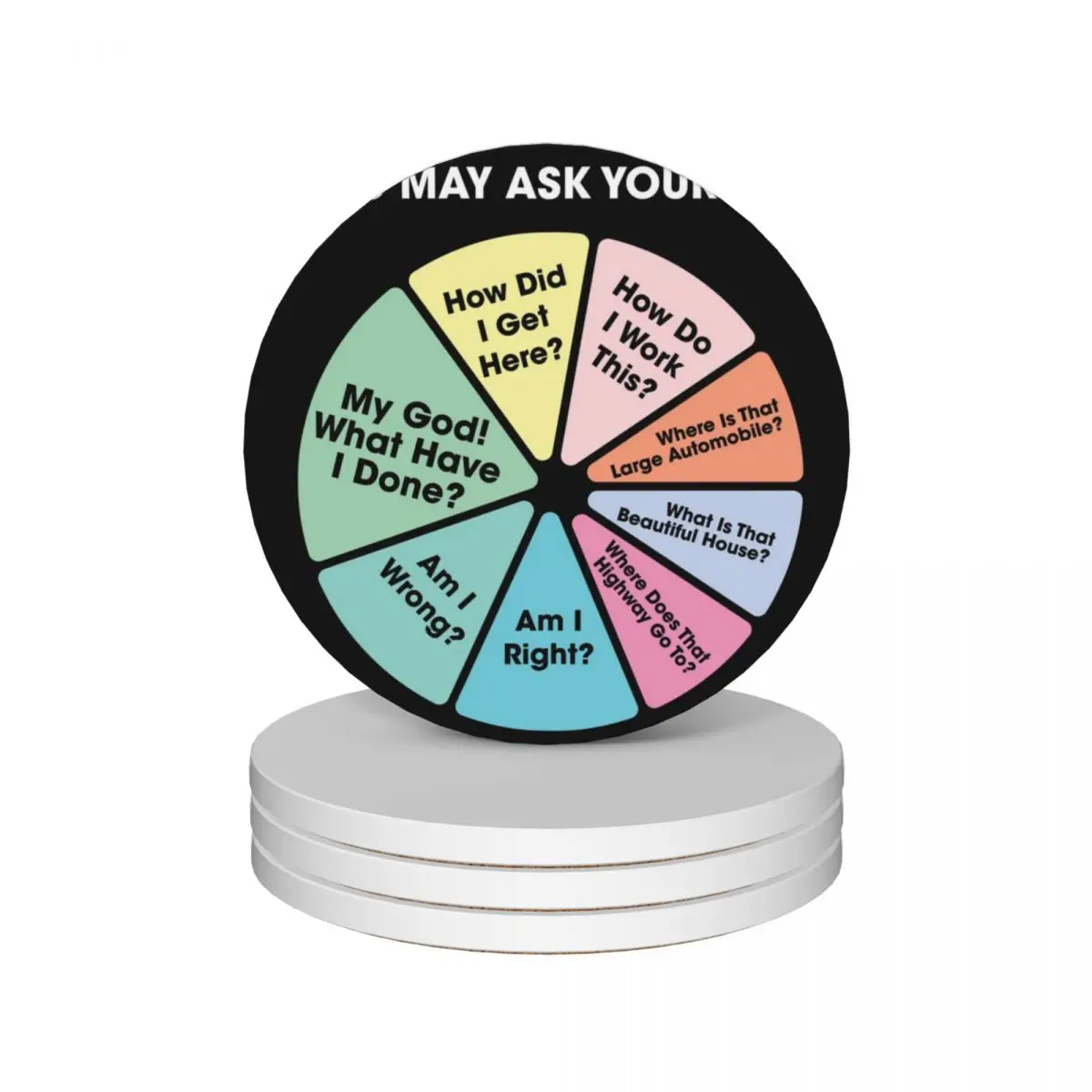 80's Music Retro Lyrics - You May Ask Yourself Pie Chart Ceramic Coasters (Set of 4) customized Coasters