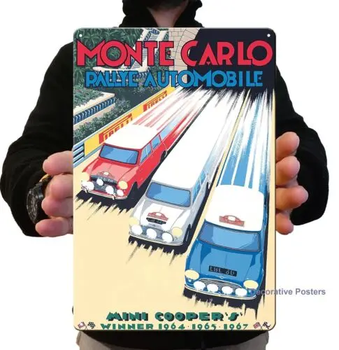 S Rally Monte Carlo Metal Poster Car Vintage Art Tin Sign 20x30cm
