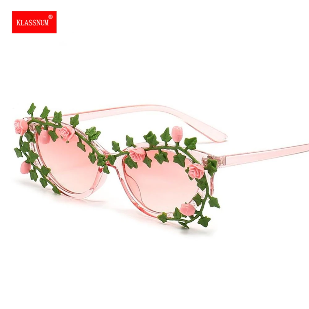 KLASSNUM Flower Decorated Sunglasses Women Party Glasses Diy Trendy Hip-Hop Sunglasses Cosplay Eyewear Cool Disco Glasses New