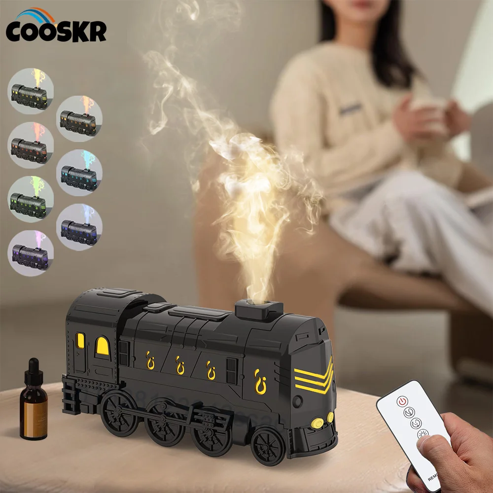 

Essential Oil Diffuser Mini Train Shape Aroma Humidifier Ultrasonic Cool Mist Air Humidifier with LED Lamp Aroma Difusor Atomize