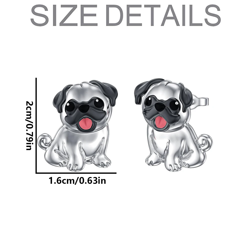 1Pair Cute Pug Earrings Exquisite Women\'s Cartoon Pet Dog Memorial Jewelry Accessories Perfect Holiday Party Gift for Dog Lovers