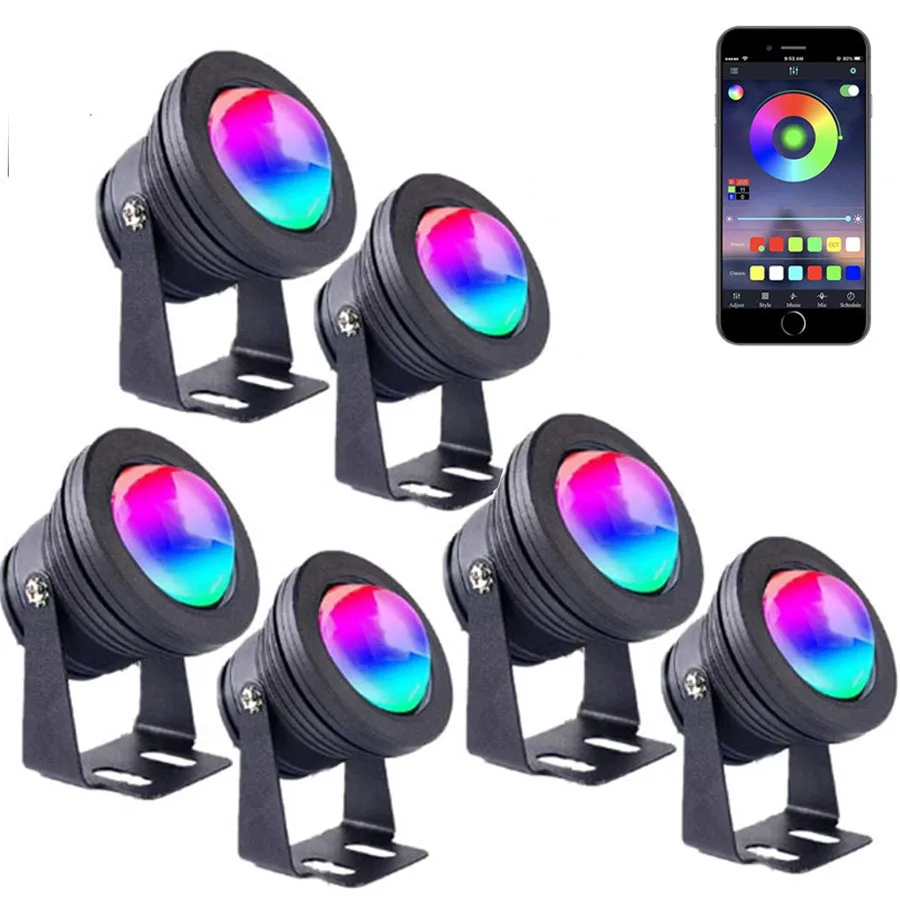 

RGB APP Bluetooth Smart Landscape Light Outdoor Garden Fountain Pool Pond Spotlight Waterproof 10W RGB LED Underwater Lamps