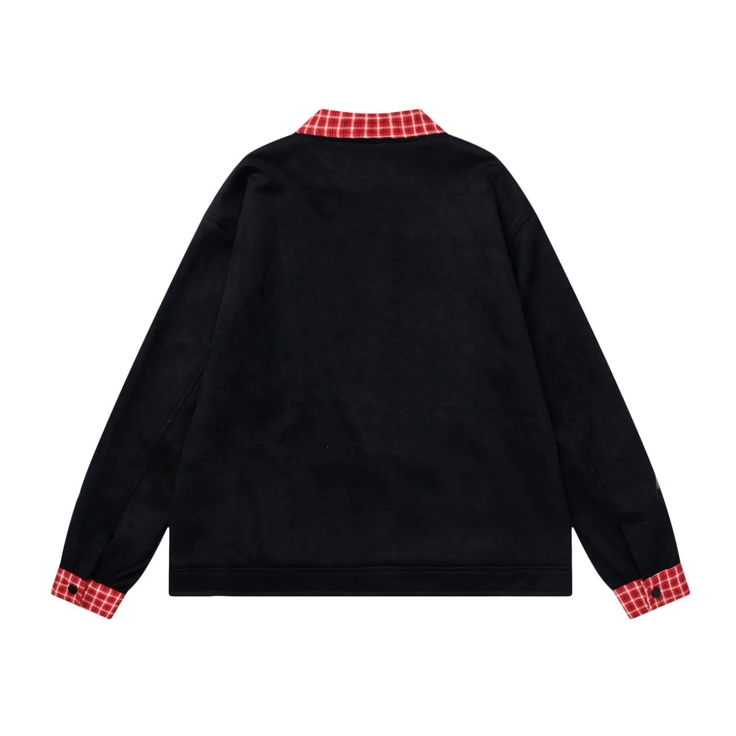 Niedliche Cartoon-Hundepfotenabdruck-Stickerei Jaet Damen Herbst Trendy Plaid Patchwork Kragen Reißverschluss Offene Strickjacke Oberbekleidung