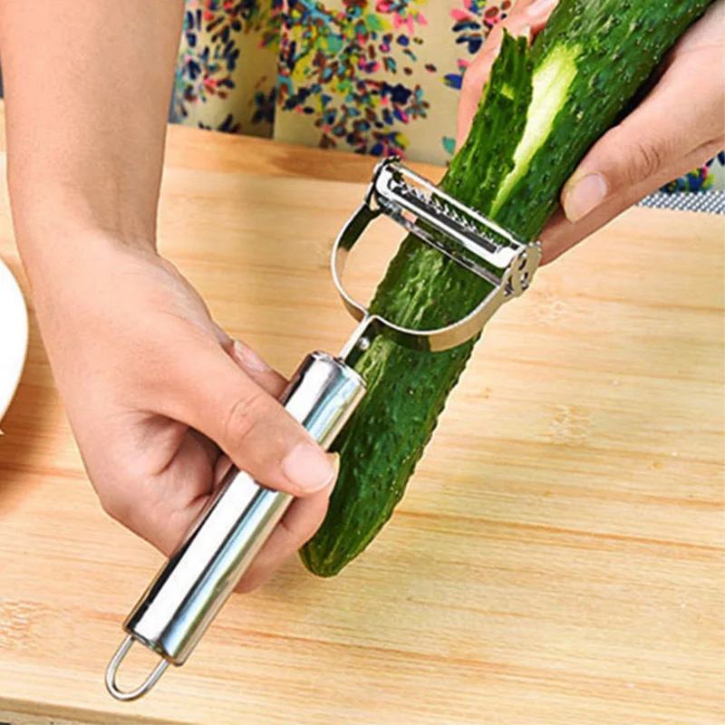 Heavy-Duty 2-in-1 Stainless Steel Peeler & Grater - 17.7×8.8cm Multifunctional Kitchen Tool with Ergonomic Handle