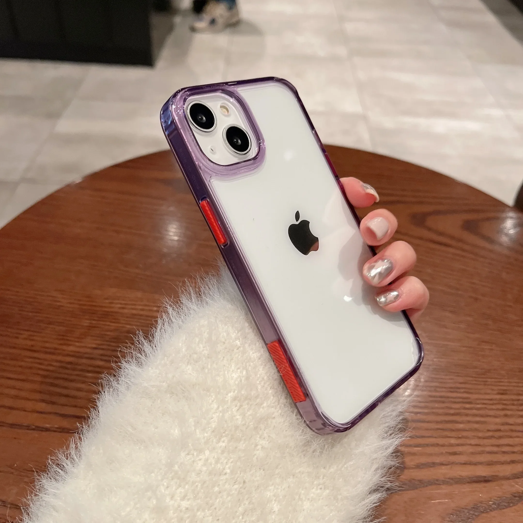 Phone Case for iPhone 15 14 13 Pro Max Plus Cases Soft Bumper Shockproof Clear Transparent Purple Hard Back Cover