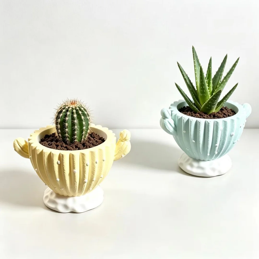 Cactus Succulent Pot Silicone Mold Easy Demold For DIY Flower Pot Concrete Storage Jar Plaster Candle Cup Pen Holder Home Decor view 3