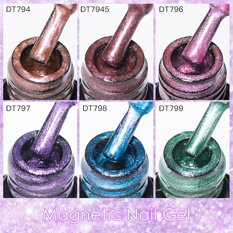 Verhéritage à Ongles Gel Magnétique à Paillettes, Soak Off UV LED, Rose Nude, Coulée, Tout pour Nail Art, Manucure, 7ml