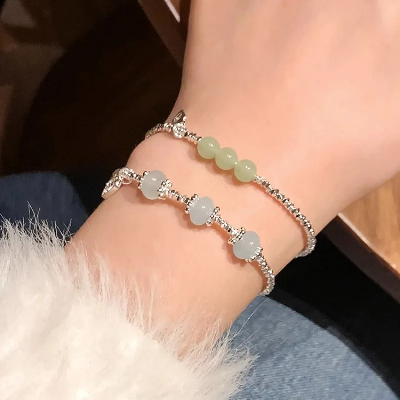 VENTFILLE-سوار ريترو للنساء ، 925 فضة ، أزرق فاتح ، اليشم ، مزاجه ، تنوعا ، هدية لفتاة ، محظوظ ، انخفاض الشحن