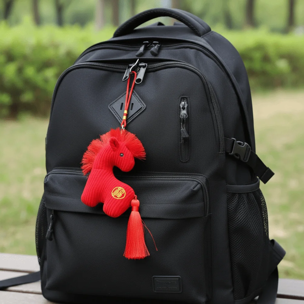 

Брелок для ключей, кулон с мультяшной лошадью, брелок из полипропилена, хлопок, мягкий подвесной пони, ручная работа, 12 см, фигурка зодиакального пони, подарок на Новый год