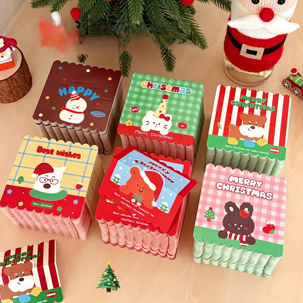 20/60 Stück Weihnachtskarte in Form einer Keksdekoration, faltbare Hängekarte, kreative Verpackung, Kopfkarte