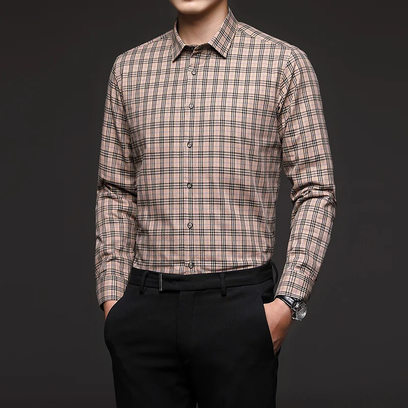 Top Grade Men Wool Liner Winter Warm Long Sleeve Shirts 2022 New Arrival Men's Smart Casual Classic Plaid Brand Shirt