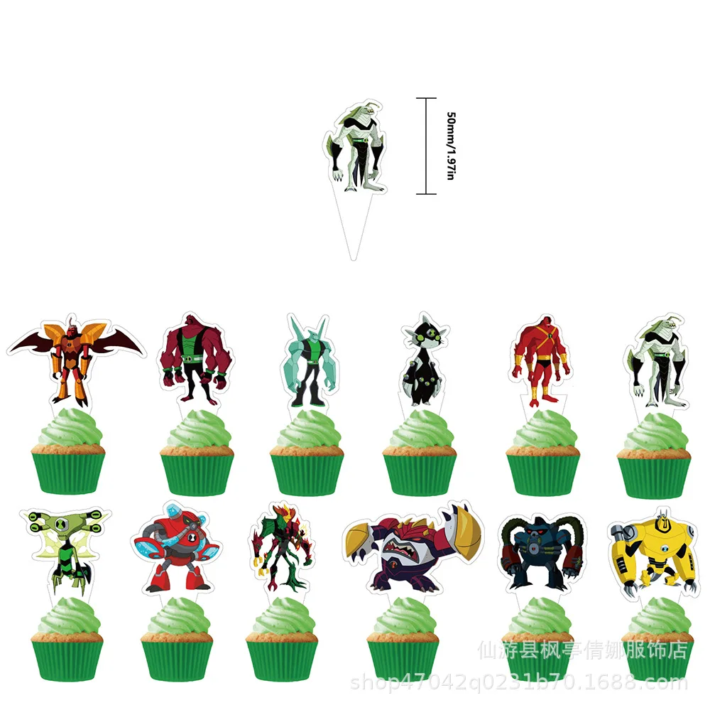 Disney Ben 10 Party Theme Decoration Game Anime Latex Ballon Tableware Party Supplies Banner Cake Topper Baby Shower Fesativel