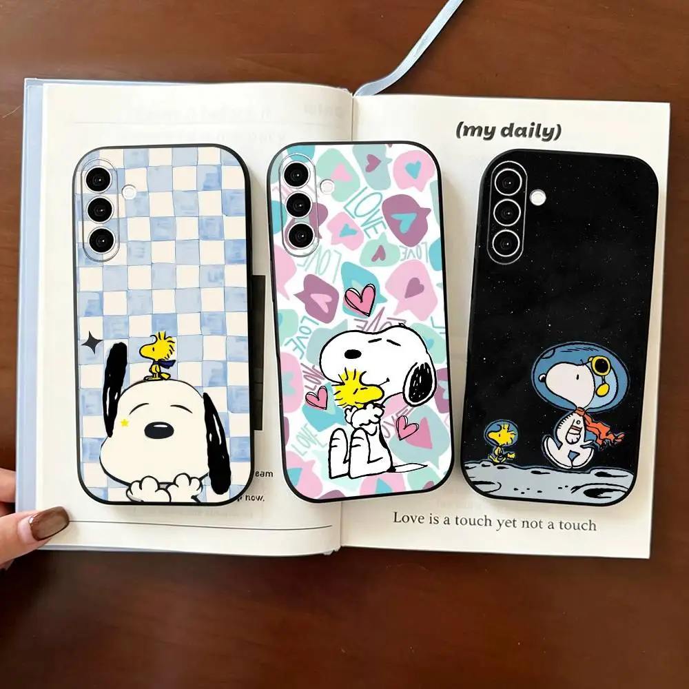 Cute S-Snoopys  Phone Case For Samsung Galaxy A73,A72,A71,A70,A53,A52,A51,Others Soft Black Cover