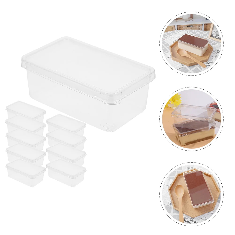 

10 Pcs Clear Tiramisu Box Cake Packaging Boxes Dessert Mousse Container Cupcake