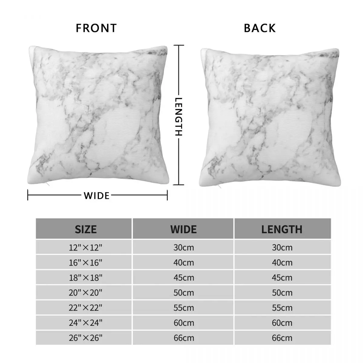 White Marble Stone Square Pillowcase Polyester Linen Velvet Creative Zip Decorative Pillow Case Car Cushion Cover 18