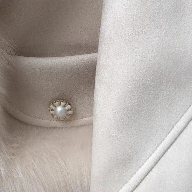 معطف فرو نسائي قصير جديد مصنوع من المختلط والقطن يتميز بمخمل من جلد الأيل عصري