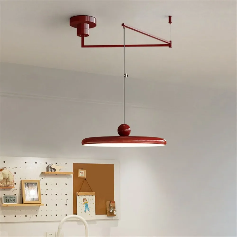 Led Rocker Arm Chandelier Folding Hanging Lamp For Dining Room Restaurant Kitchen Decor Minimalist Retractable Pendant Lamp