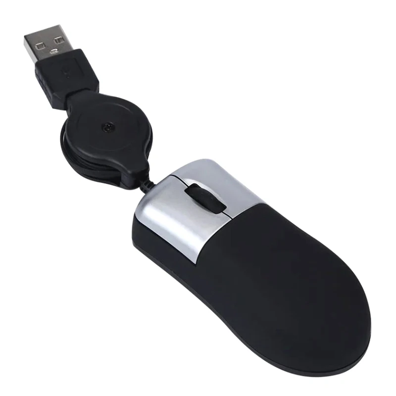 Portable Mini Game Mouse Retractable USB Optical Scroll Wheel Wired Mouse Ergonomic For Laptop Notebook PC Computer Gaming Mice.