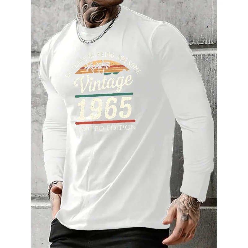 

Men's Fashionable Casual Loose 60 Year Great Printed Round Neck Short Sleeved Limited Edition 1965 Retro T-shirt