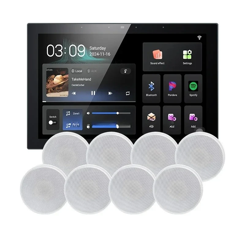 10-Inch Touch Screen Intelligent Home Audio Ceiling Speaker System 8-Channel 30W For Bluetooth Wall Amplifier Home Theater