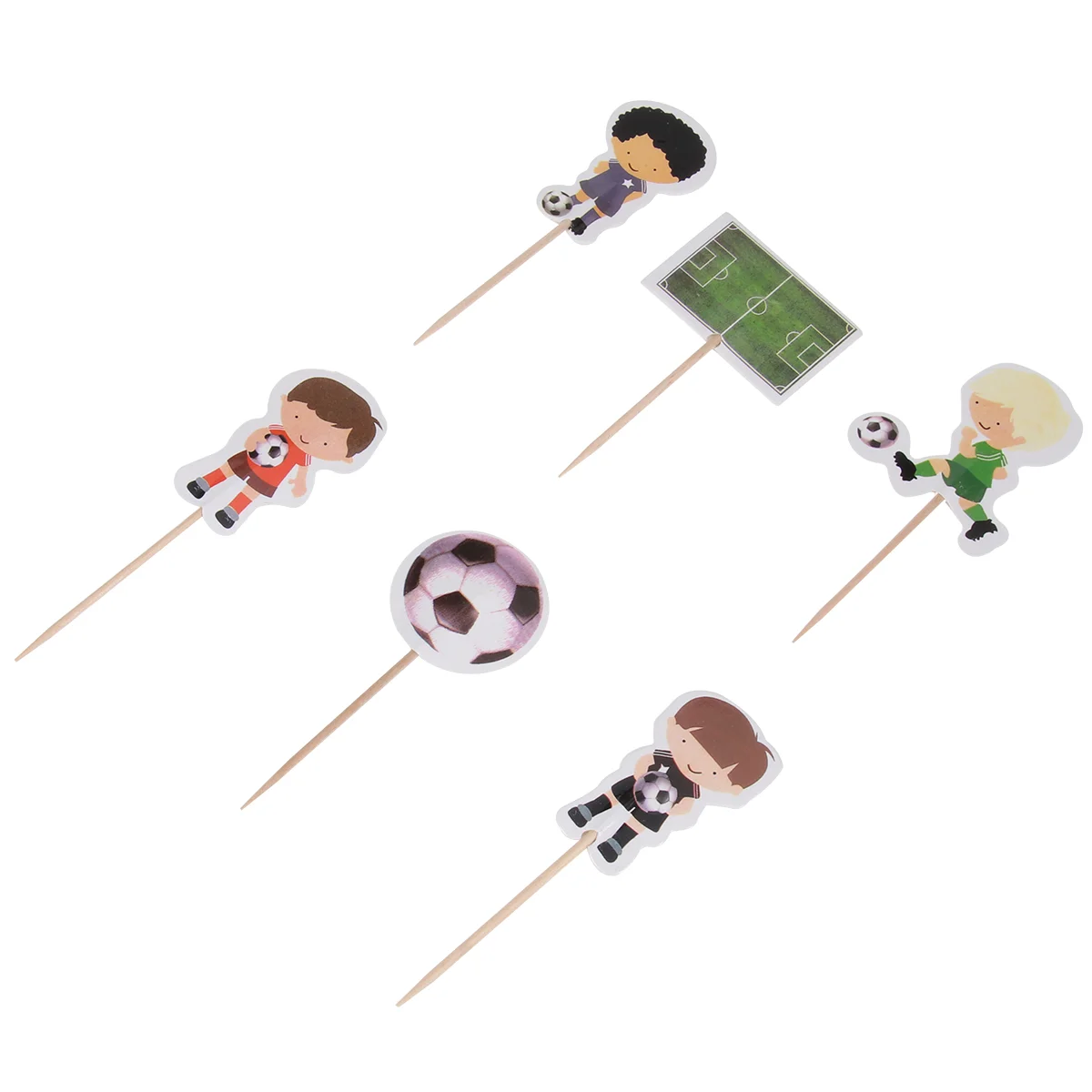 48 PCS Small Baby Boy Kids Sports Toys Football Cupcake Decor Bamboo Birthday Topper