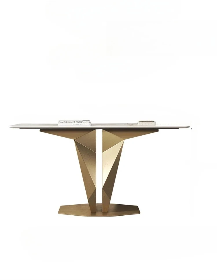 ZH Italian Light Luxury Stone Plate Creative Simple Modern Entrance Cabinet Door-to-Door Metal Console Tables