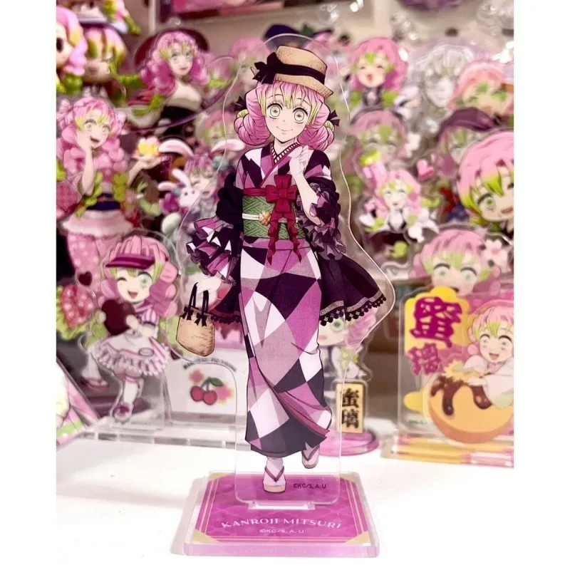 Adornos acrílicos Demon Slayer Kanroji Mitsuri, figuras de acción de Anime, decoración de escritorio de coche, modelo Kawaii, juguete para niños, regalos de cumpleaños