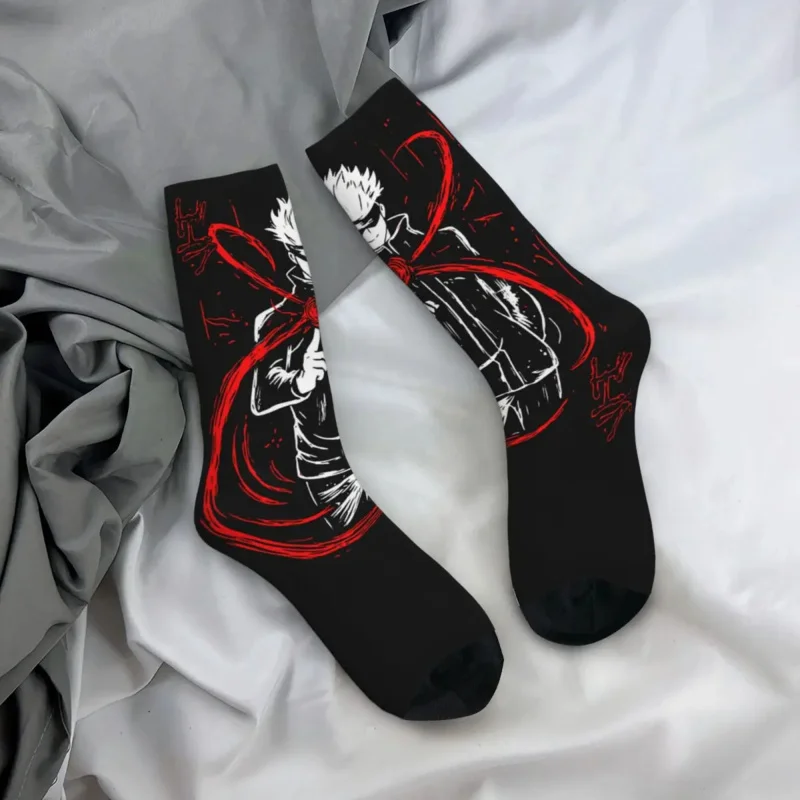 Lustige Gojo Satoru Sports ocken Anime Polyester Mittel rohr Socken für Frauen Männer