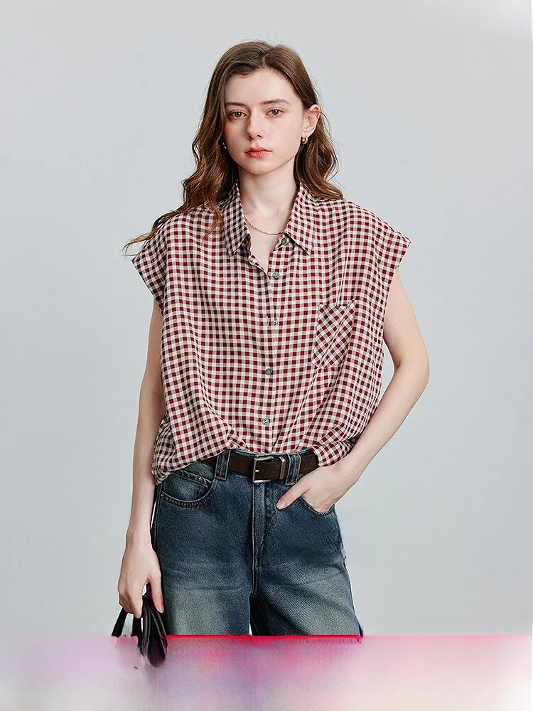 

Wide oulder Mid-Length Open Cardigan irt Women's 2025 Summer New Nautical Sle Plaid Top Casual Comfortable Loose Fit