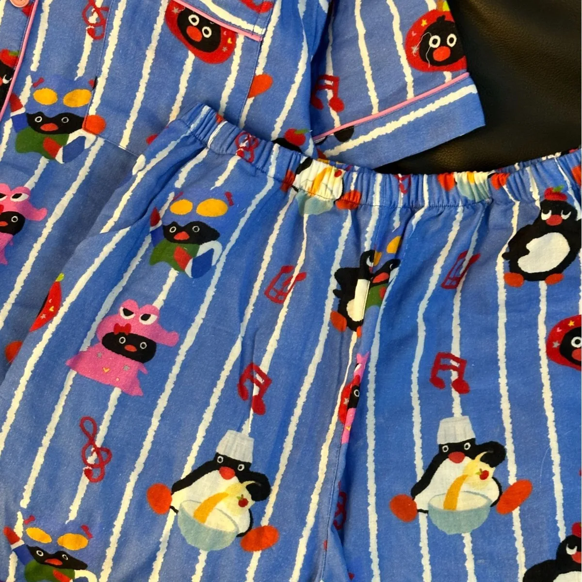 Kawaii Pingu Pajamas Pants Anime Pure Cotton Breathable Comfort Nightwear Shorts Set Women Cartoon Couple Household Clothes Gift