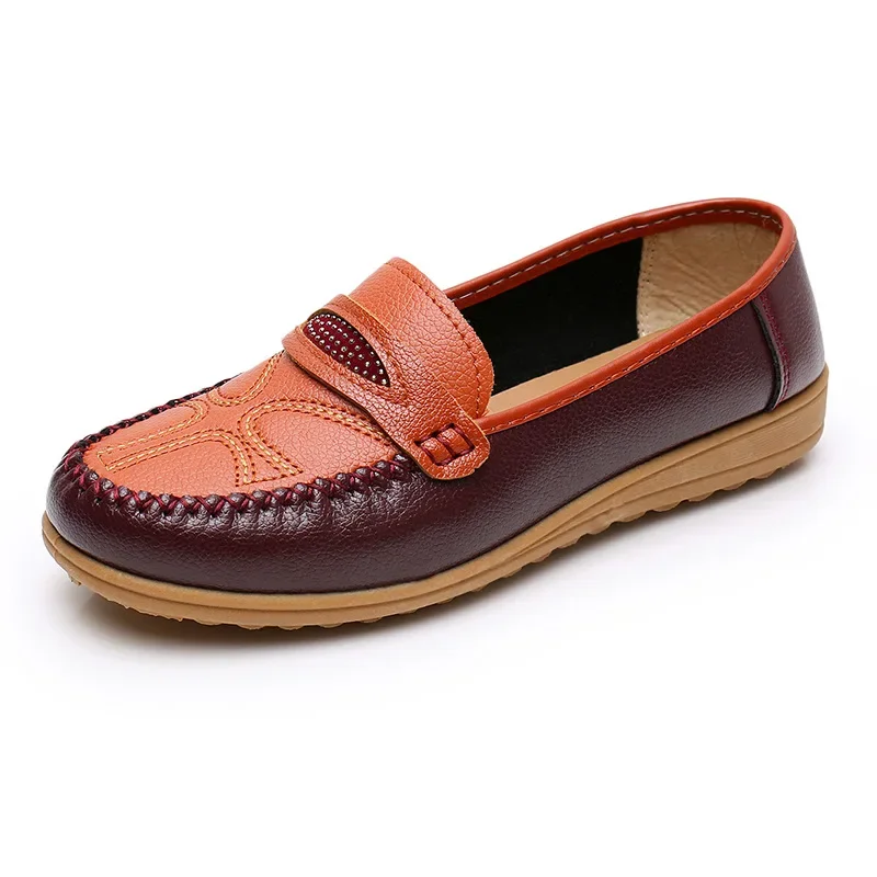 Fashion Leather Women Loafers Casual Flat Shoes Comfortable Spring Autumn Soft Bottom Oxfords Ladies Shoes Loafers