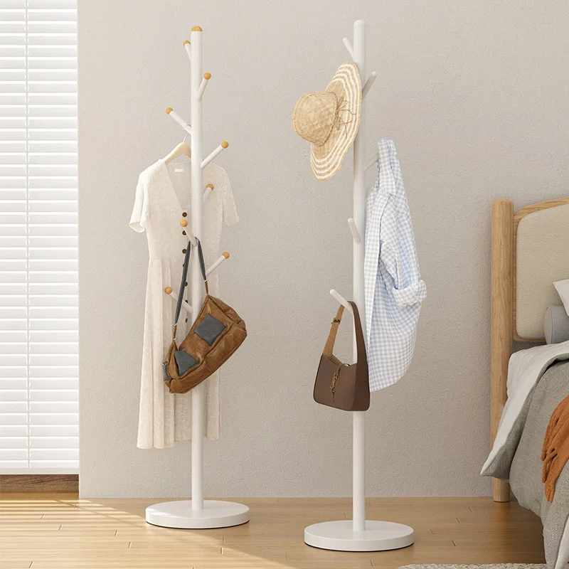 White Aluminum Alloy Coat Rack, Freestanding Tree-Shaped Clothes Hanger Stand with Round Base
