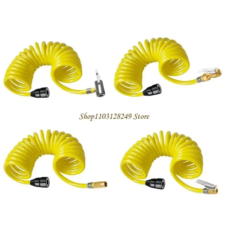 

N5KD 9.8ft/16ft Tire Inflation Hose Heavy Duty Air Compressor Hose Recoil Air Inflator Connector Replacement Inflator Hose