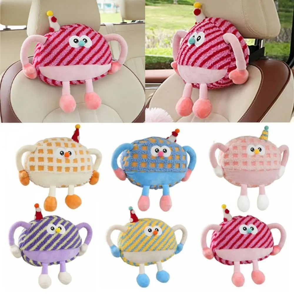 

Creative Car Head Pillow Plush Neck Support Cartoon Support Headrest Easy To Install Decorative Car Pillow Decoration