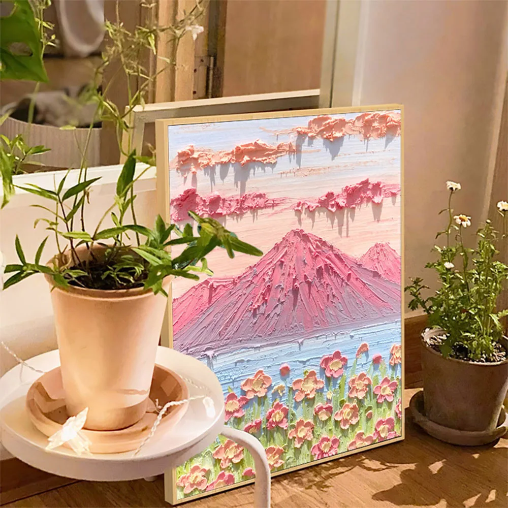 By Numbers Oil Painting Kit: Flower Hand-Colored Safe Acrylic Paint Decorative Painting 30cm-40cm Inner Frame + Paint Brush Hook