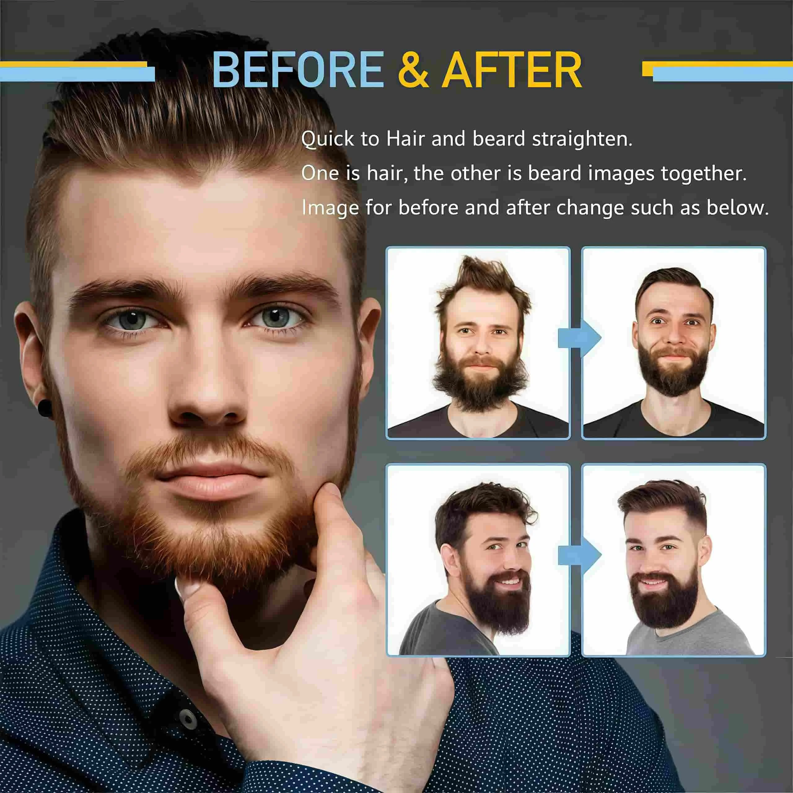 Beard Straightener Electric Heated Comb Multifunctional Styling Brush Men Hair Straightening Beard Grooming Tool for All Hair