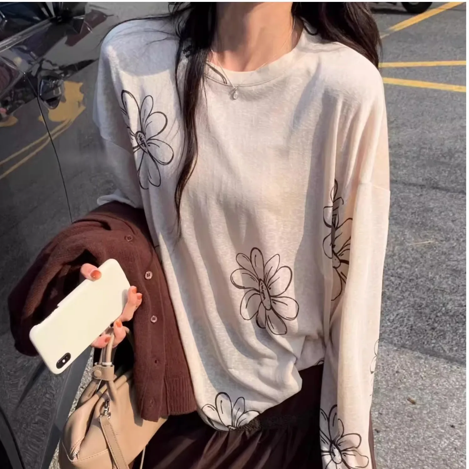 長袖 T シャツ女性綿レディース冬二重層リブ付きファンネルネック豪華な裏地付きアーバン通勤優しい暖かいエレガント