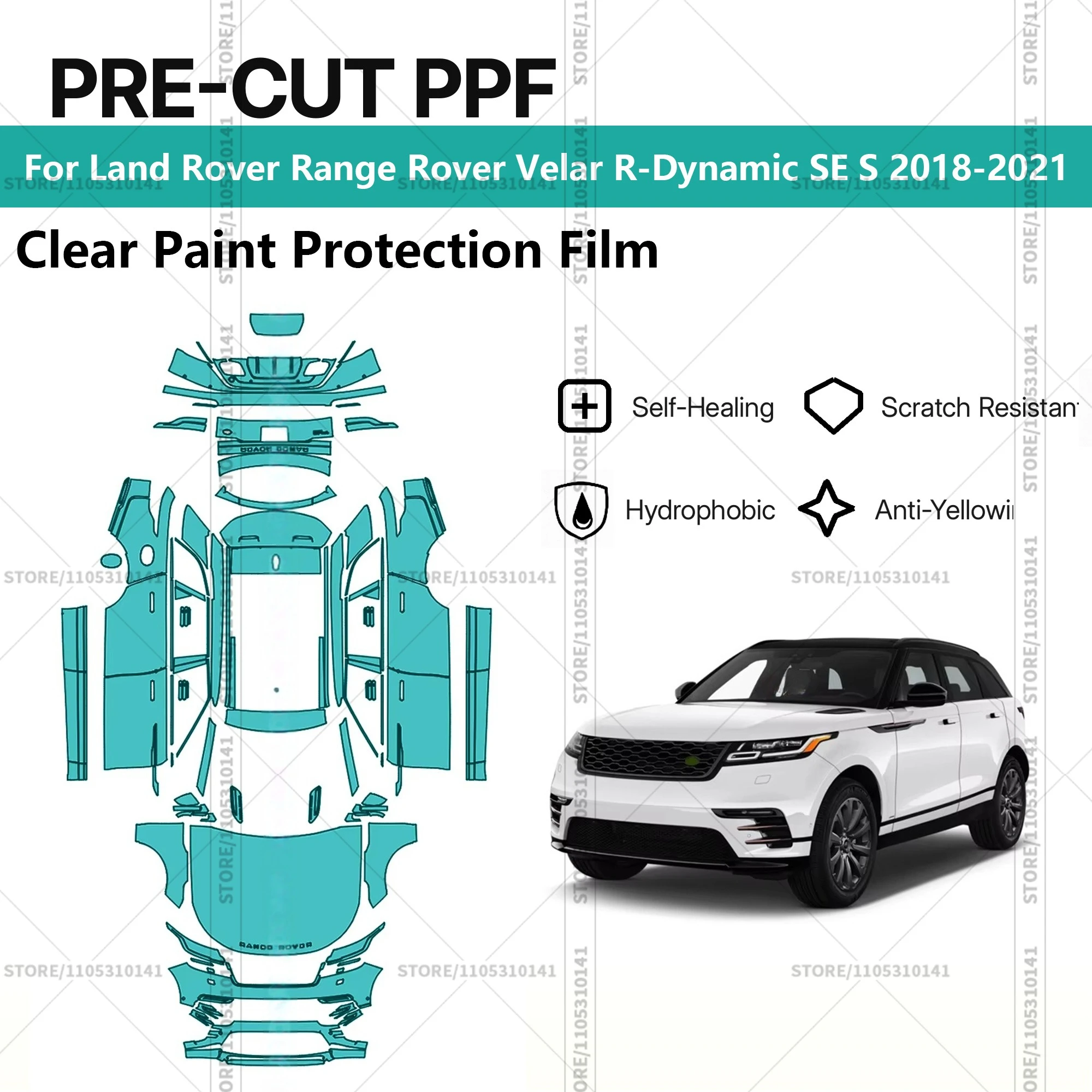 

Предварительно нарезанная защитная пленка PPF, прозрачная автомобильная пленка для Land Rover Range Rover Velar R-Dynamic SE S 2018-2021