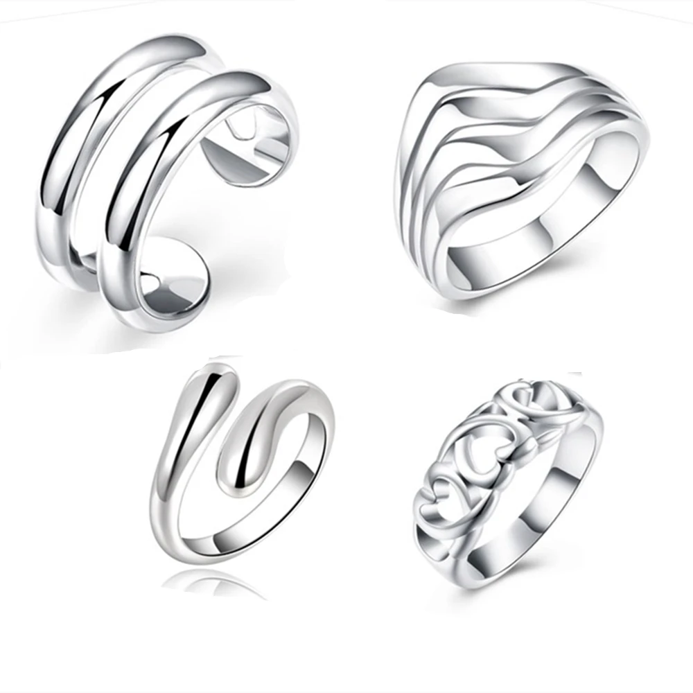 Conjunto de anillos de plata de ley 925 para mujer, conjunto de anillos de dedo con encanto de moda para mujer, anillos de fiesta bohemios Vintage, joyería para chica de boda